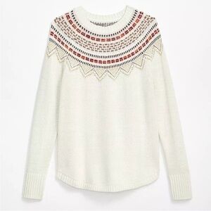 LOFT Cream Fair Isle Sweater NWT